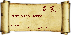 Plávics Barna névjegykártya